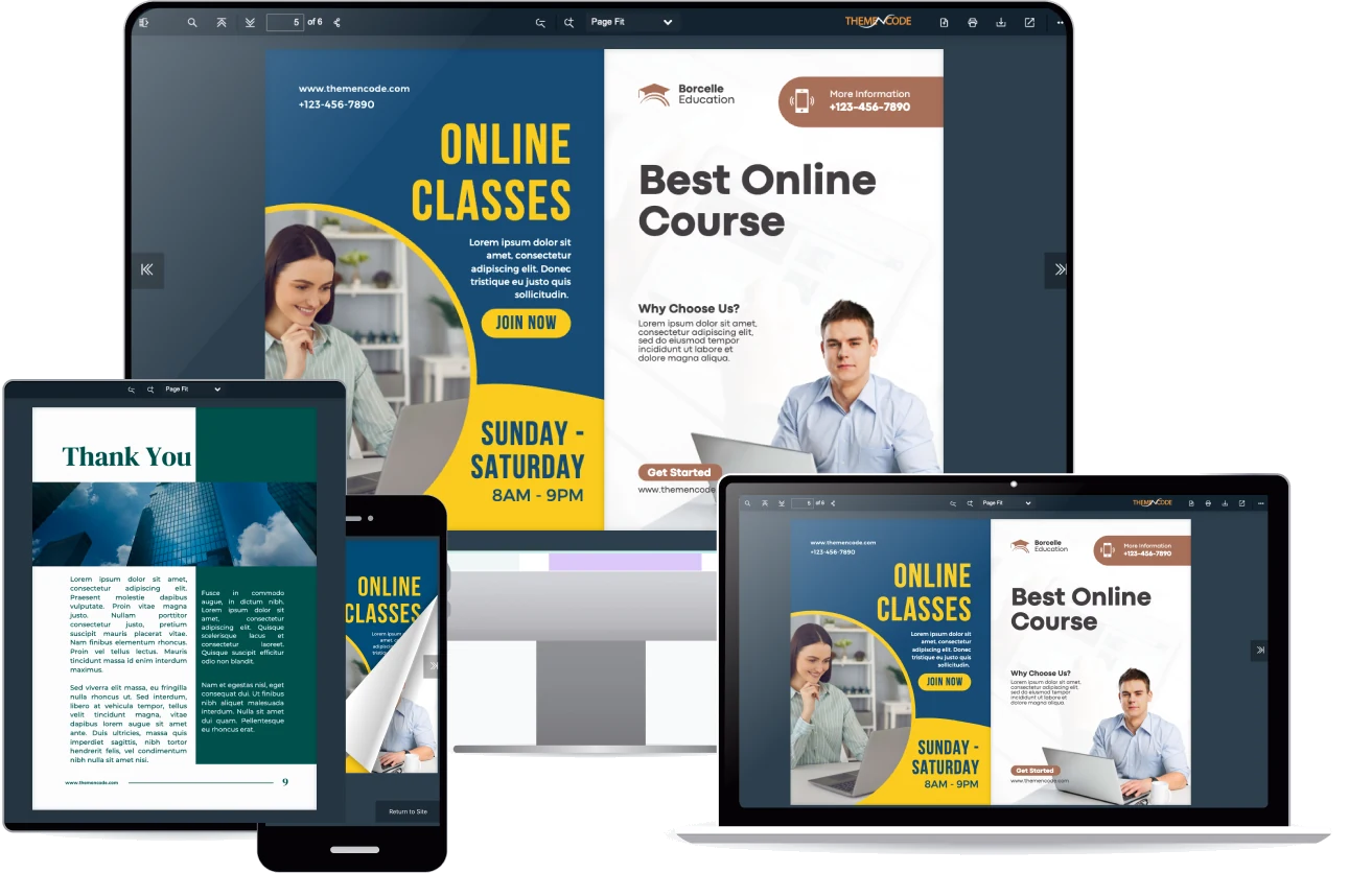 PDF FlipBook on desktop, laptop, tablet and phone